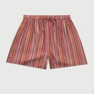 Comme Si THE DRAWSTRING SHORT, SILK TWILL SEDONA STRIPE size small